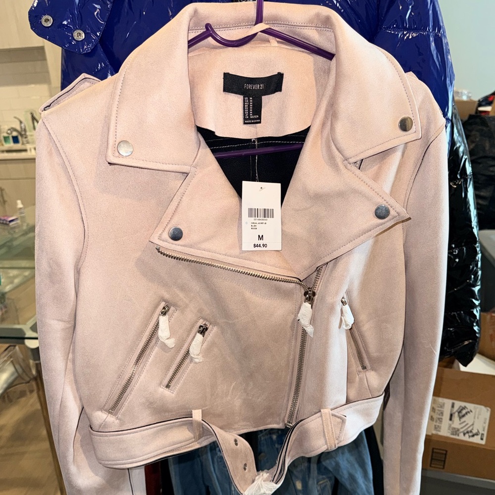 Forever 21 Women's Light Pink Moto Jacket